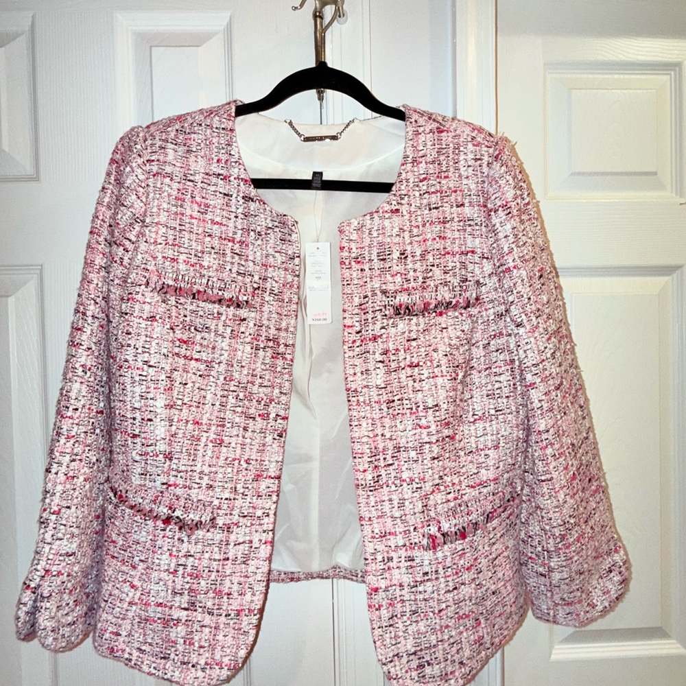 White House Black Market Pink Tweed Blazer